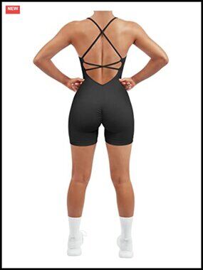 Seamless Strappy Backless Romper Jumpsuit with Removable Pads